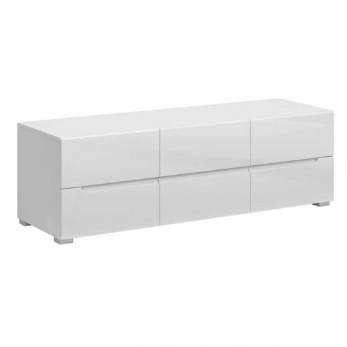 TV asztal 6S/140, fehér/fehér extra magasfényű HG, JOLK