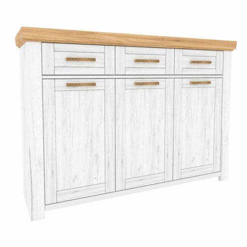 Komód G, arany craft tölgy/fehér craft tölgy, SUDBURY