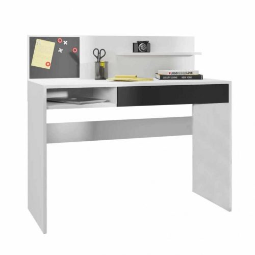 PC íróasztal mágneses táblával, fehér/fekete, IMAN
