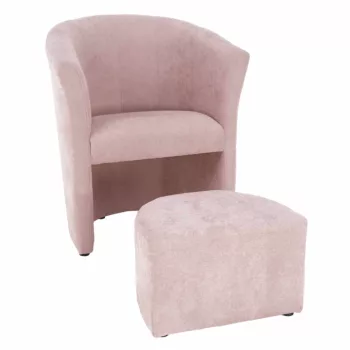 Fotel puffal, púder rózsaszín, ROSE