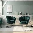 Art-deco desing fotel,  smaragd bársony szövet/arany króm- arany, NOBLIN