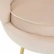 Art-deco desing fotel, bézs bársony szövet/arany króm- arany, NOBLIN