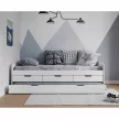 Ágy kihúzható pótággyal, fehér, tömörfa, 90x200, MARINELLA NEW , Fehér , Fa