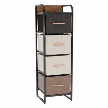 Komód szövet fiókokkal, fekete/bézs/barna, HAZEL TYP 1