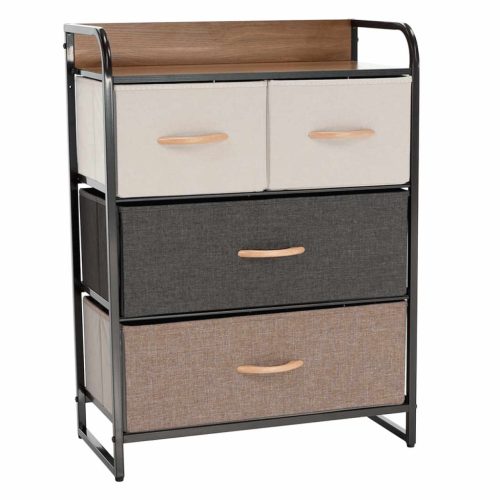 Komód szövet fiókokkal, fekete/bézs/barna, HAZEL TYP 2
