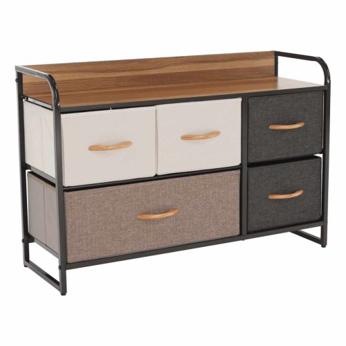 Komód szövet fiókokkal, fekete/bézs/barna, HAZEL TYP 4