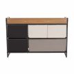 Komód szövet fiókokkal, fekete/bézs/barna, HAZEL TYP 4