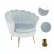 Fotel Art-deco stílusban, szürke-kék Velvet anyag/gold chróm-arany, NOBLIN , Szürke , Szövet