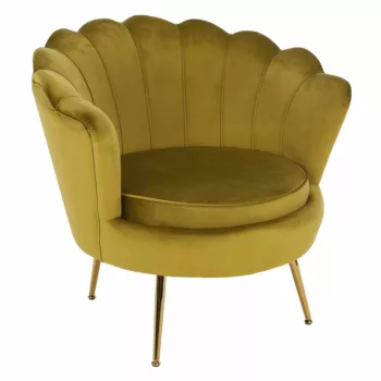   Fotel Art-deco stílusban, mustár színű Velvet anyag/gold chróm-arany, NOBLIN , Sárga , Szövet
