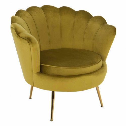 Fotel Art-deco stílusban, mustár színű Velvet anyag/gold chróm-arany, NOBLIN , Sárga , Szövet