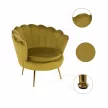 Fotel Art-deco stílusban, mustár színű Velvet anyag/gold chróm-arany, NOBLIN , Sárga , Szövet