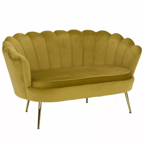 Pad Art-deco stílusban, mustár színűVelvet anyag/gold chróm-arany, NOBLIN , Sárga , Szövet