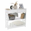 Konzolasztal, fehér, LOMIR