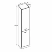 Magas élelmiszerszekrény, bézs magas fényezéssel, PRADO 40 DK-210 2F , Szürke , MDF