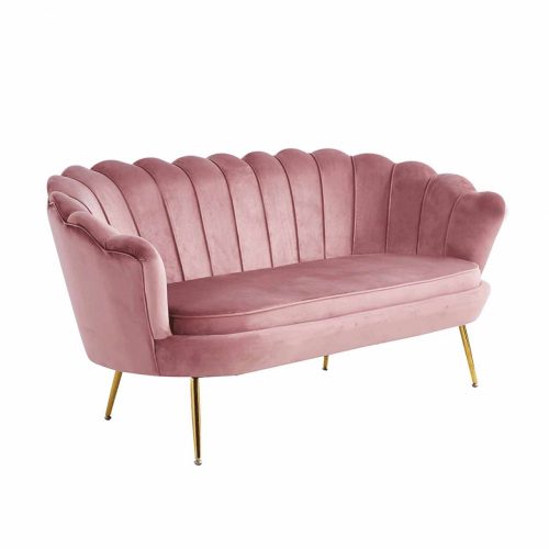 Luxus heverő, 2,5-es ülés, rózsaszín/arany, Art-deco, NOBLIN , Rózsaszín , Szövet