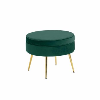   Luxus zsámoly/puff, smaragd Velvet szövet/króm arany, Art-deco, NOBLIN TYP 1 , Zöld , Szövet