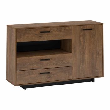 Komód, bolzano tölgy/fekete, DELIS E