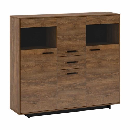 Komód, bolzano tölgy/fekete, DELIS K