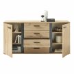 Komód, artisan tölgy/fekete, KANODE