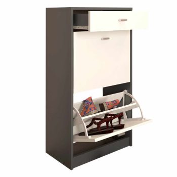   Kétrészes cipősszekrény, fehér/grafit, VIVAT NEW TYP 1 , Szürke , Faforgács