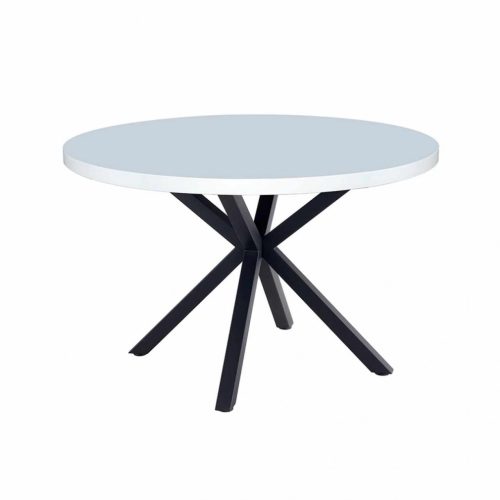 Étkezőasztal, fehér matt/fekete, átmérő 120 cm, MEDOR , Fekete , Fém