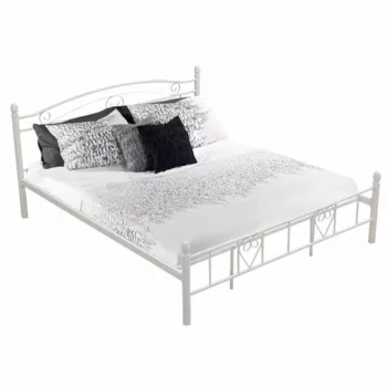   Ágy fém lemezes ágyráccsal, 180x200, fehér, BRITA NEW , Fehér , Fém