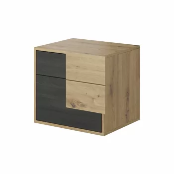  Éjjeliszekrény, fekete norvég fenyő/artisan tölgy, BAFRA , Barna , ABS élek