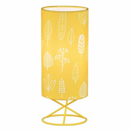 Asztali lámpa, fém/sárga textil lámpaernyő, AVAM , Sárga , Fém