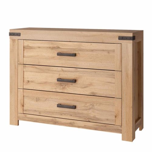 Komód 3S, wotan tölgy, MORATIZ , Barna , Faforgács