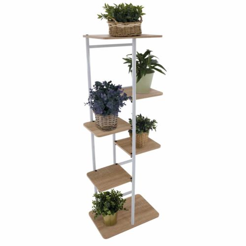 Virágállvány, fehér/sonoma tölgy, LEDOR TYP 2 , Fehér , Fém