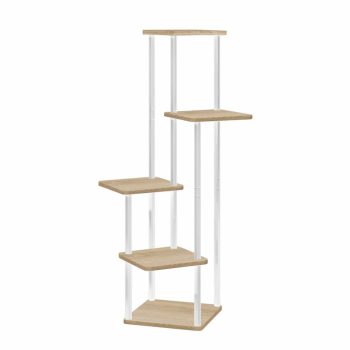   Fém virágállvány, fehér/sonoma tölgy, ADITE , Fehér , Fém