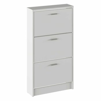   Cipősszekrény, 3 soros, fehér, MOBI 13 , Fehér , Faforgács