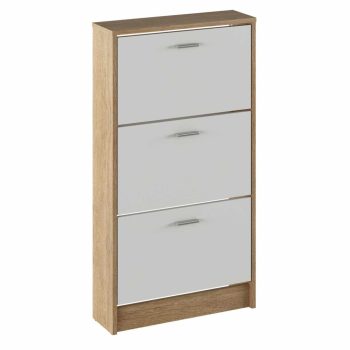   Cipősszekrény, 3 soros, sonoma tölgy/fehér, MOBI 13 , Fehér , Faforgács