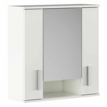   Faliszekrény tükörrel, matt fehér, LESSY NEW 01 , Fehér , DTD