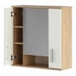 Faliszekrény tükörrel, sonoma tölgy/matt fehér, LESSY NEW 01 , Barna , Üveg