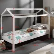 Modern ágy, fehér, tűnyalábos fenyőfa, IMPRES , Fehér , Fenyő