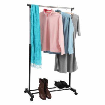   Görgős ruhaálvány, rozsdamentes fém/fekte műanyag, DOLFO NEW , Fekete , Fém