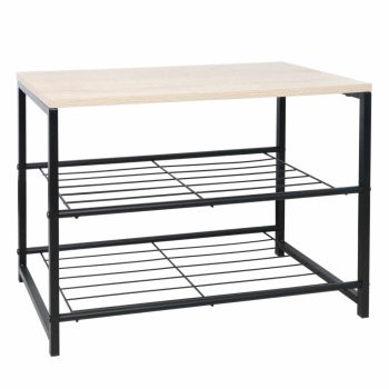   Cipőtartó, 2 soros, fekete/természetes, TADEO , Barna , Fém