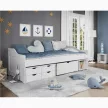 Ágy tárolóhellyel, fehér, tömörfa, 90x200, MAXI NEW , Fehér , Masszív