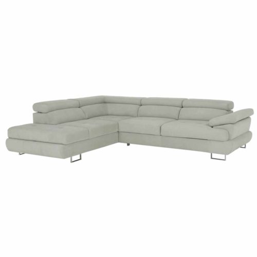 Ülőgarnitúra, világosszürke, szövet, balos, BUTON P , Szürke , Szövet