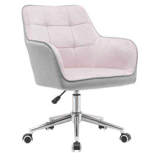 Irodai szék, Velvet szövet rózsaszín/szürke, FELTON NEW , Rózsaszín , Szövet