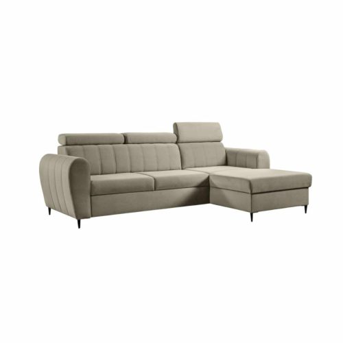 Kinyitható ülőgarnitúra, bézs, jobbos, KORIO , Bézs , Szövet