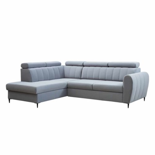 Kinyitható ülőgarnitúra, világosszürke, balos, KORIO L , Szürke , Szövet