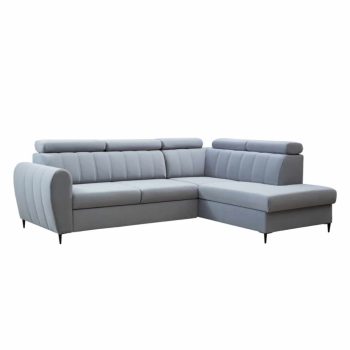   Kinyitható ülőgarnitúra, világosszürke, jobbos, KORIO L , Szürke , Szövet