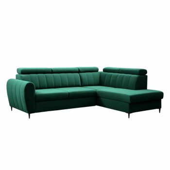   Kinyitható ülőgarnitúra, smaragd, jobbos, KORIO L , Zöld , Szövet