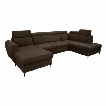   Kinyitható ülőgarnitúra, barna, balos, KORIO U , Barna , Szövet