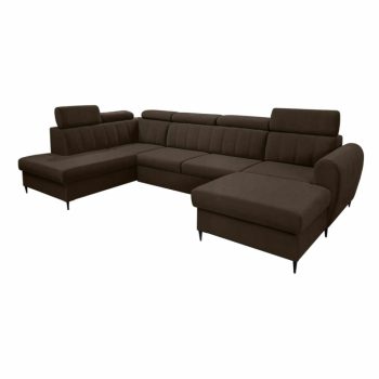   Kinyitható ülőgarnitúra, barna, jobbos, KORIO U , Barna , Szövet