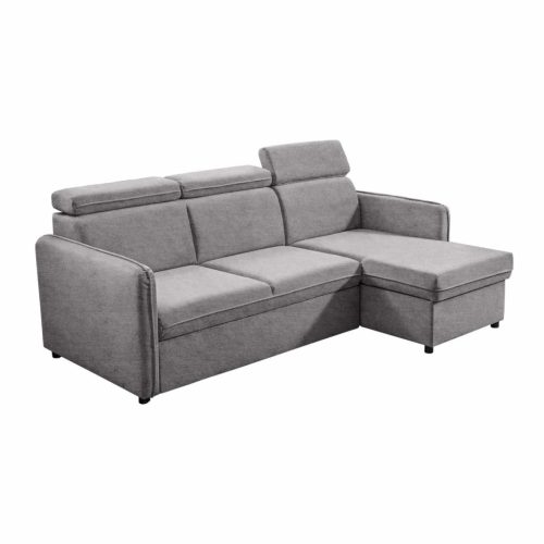 Kinyitható ülőgarnitúra, világosszürke, ALECHANDRO B ROH , Szürke , Szövet