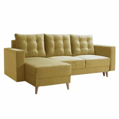 Kinyitható ülőgarnitúra, sárga, balos, BLEKY ROH , Sárga , Szövet