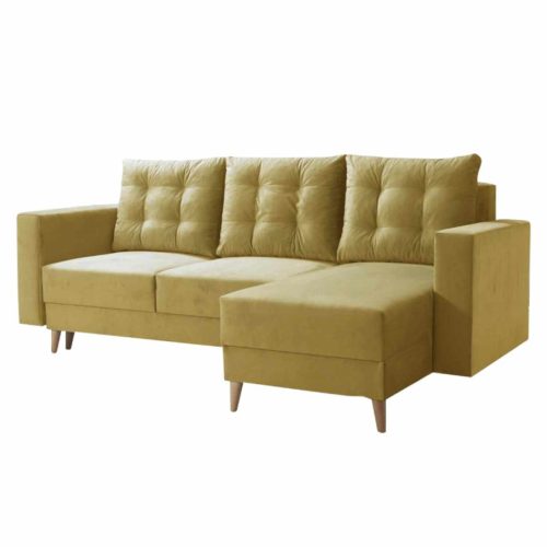 Kinyitható ülőgarnitúra, sárga, jobbos, BLEKY ROH , Sárga , Szövet